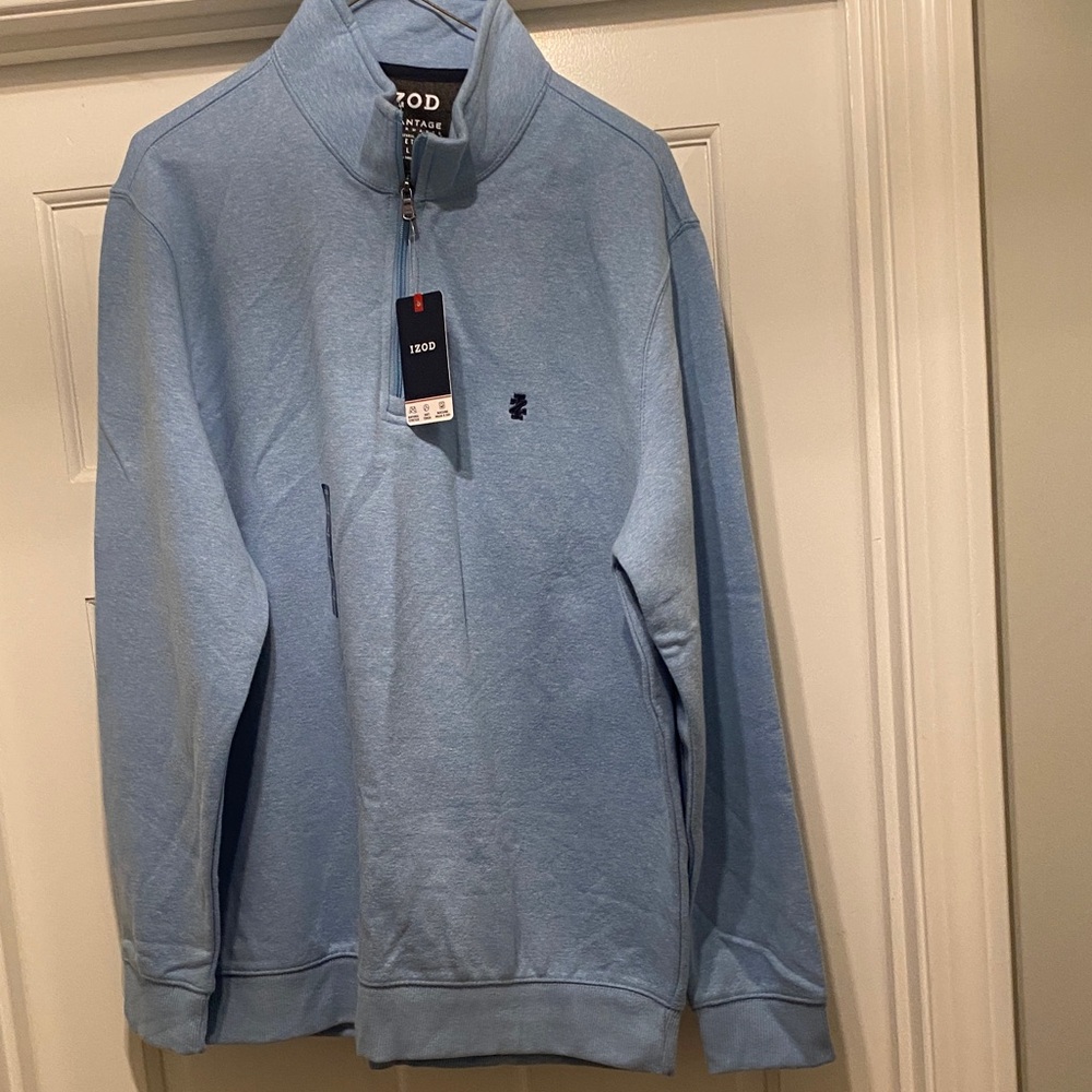 Izod Men's Light Blue Zip-Up Sweater